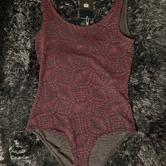 NWT Zara Black & Purple Bodysuit - Picture 2 of 4